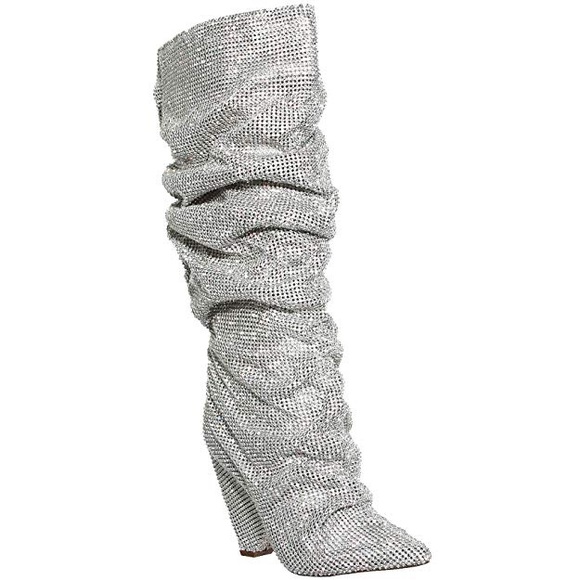 Embellished Rhinestone Crystal Covered Knee High - Picture 3 of 8